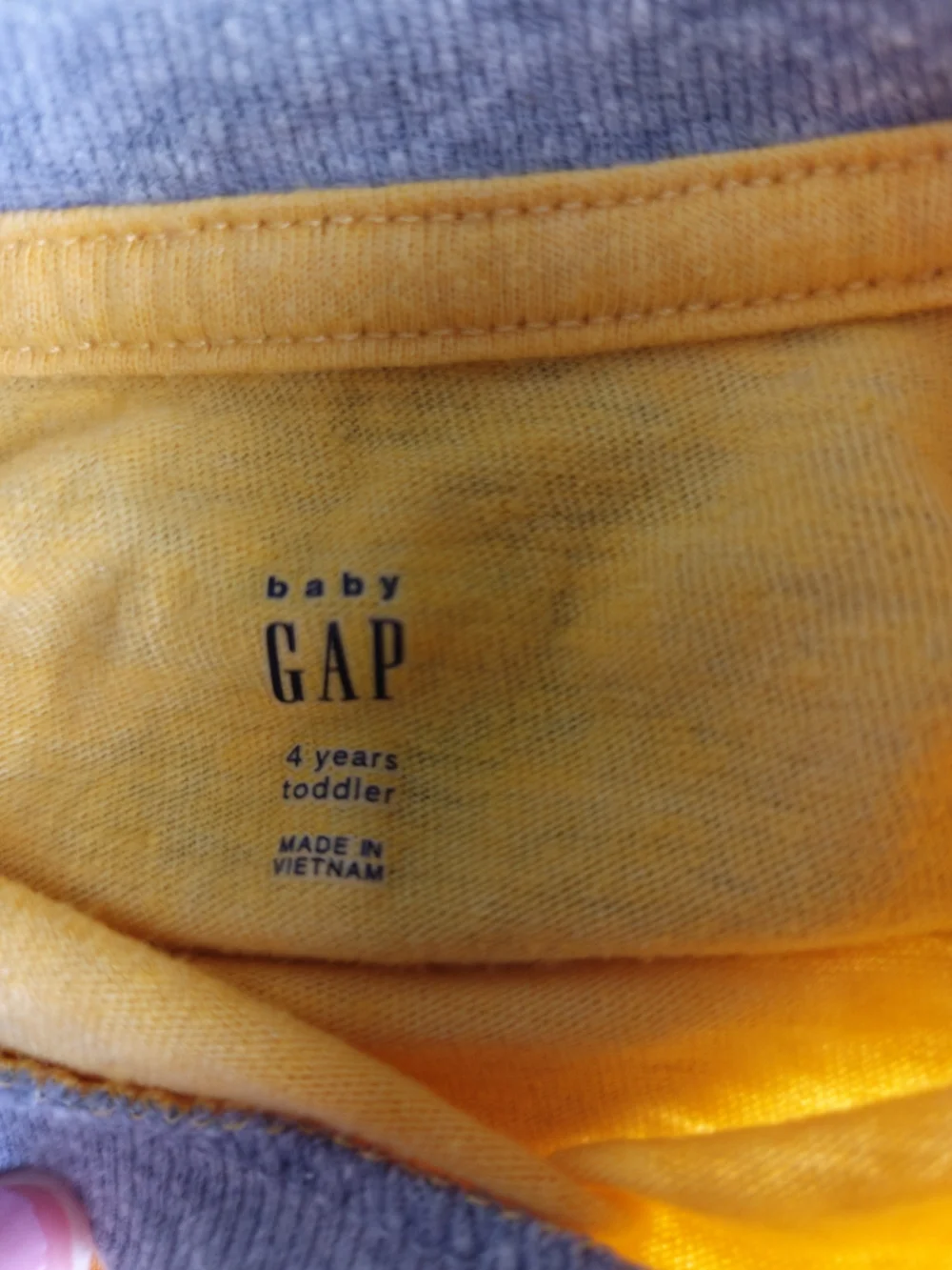 GAP Kids Yellow Pocket Tee with Heather Gray Trim